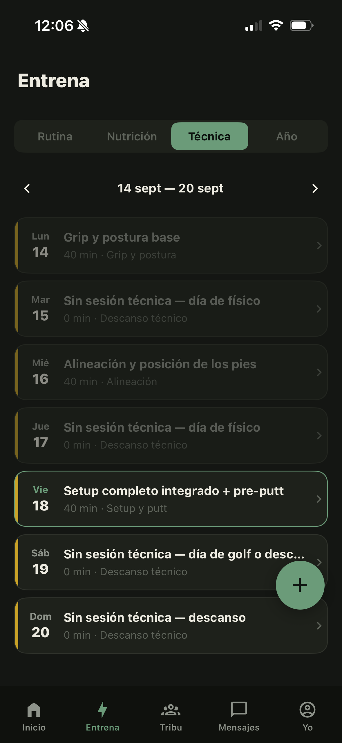 Plan de técnica de la semana