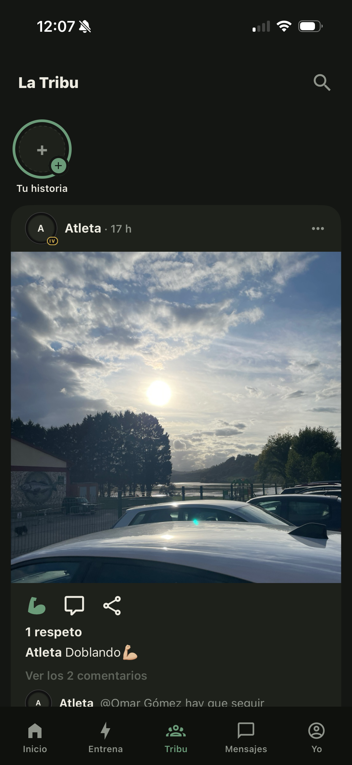 Feed de la Tribu con una publicación